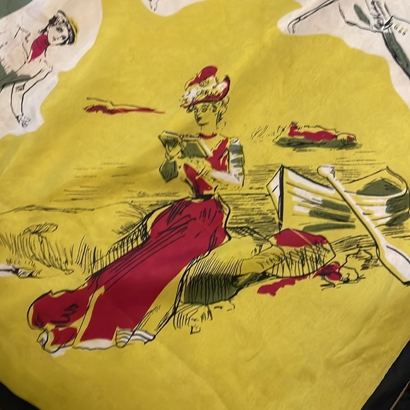 Vintage silk scarf, Victorian style women imprinted - Picture 3 of 15